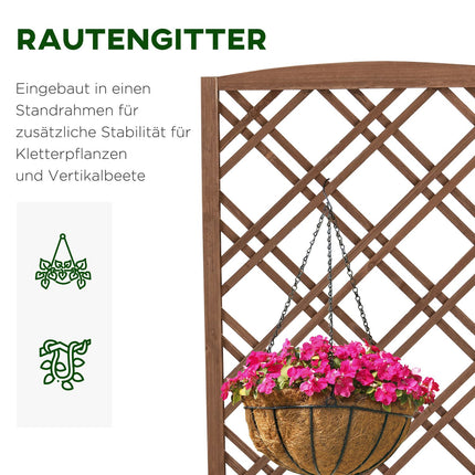 Wooden Planter Flower Stand With Trellis, Yellow, 60x30x123 Cm