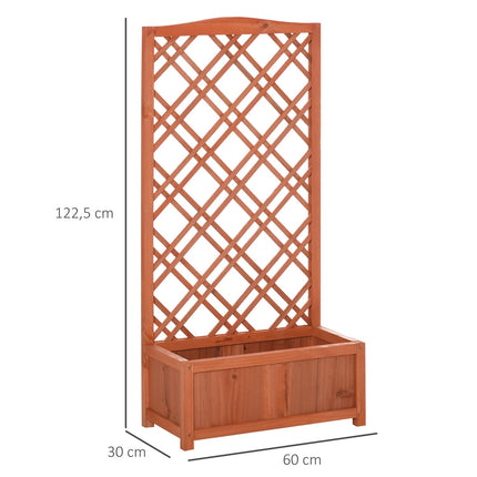 Wooden Planter Flower Stand With Trellis, Yellow, 60x30x123 Cm