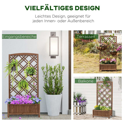 Wooden Planter Flower Stand With Trellis, Yellow, 60x30x123 Cm