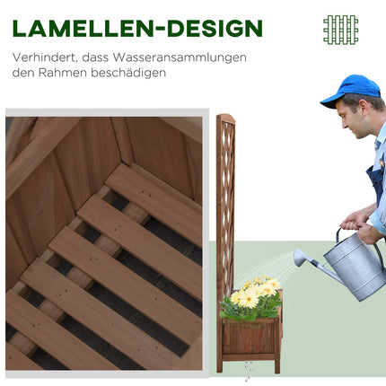 Wooden Planter Flower Stand With Trellis, Yellow, 60x30x123 Cm
