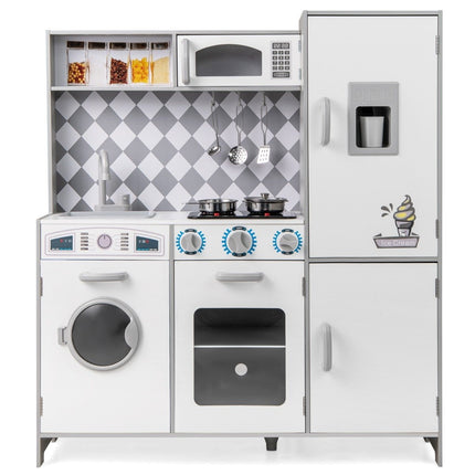 Wooden Play Kitchen Set with Ice Maker & Stove