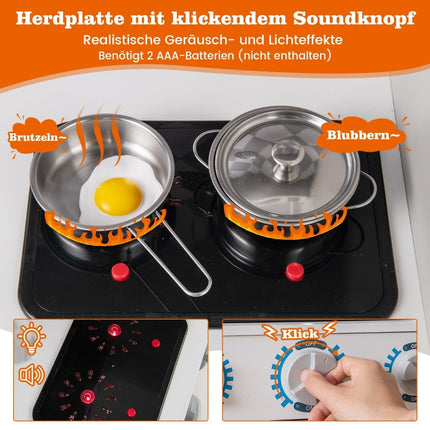 Wooden Play Kitchen Set with Ice Maker & Stove