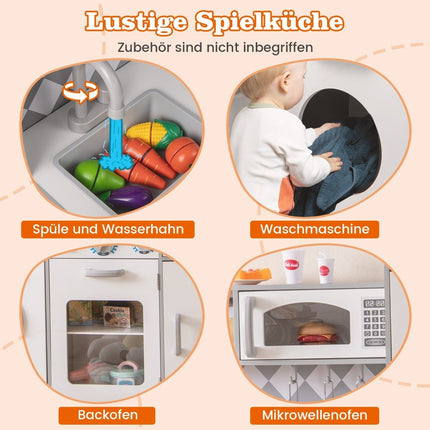 Wooden Play Kitchen Set with Ice Maker & Stove