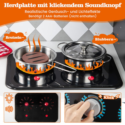 Wooden Play Kitchen Set with Ice Maker and Oven