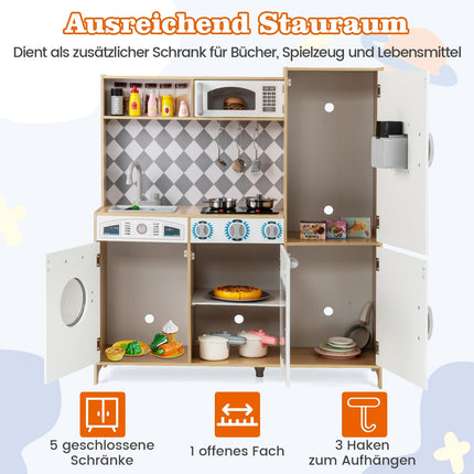 Wooden Play Kitchen Set with Ice Maker and Stove