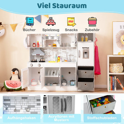 Wooden Play Kitchen Set with Lights & Sound, Modular Design