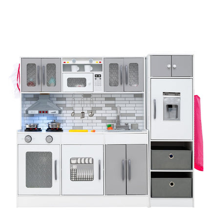 Wooden Play Kitchen Set with Lights & Sound, Modular Design