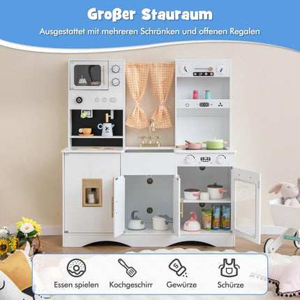 Wooden Play Kitchen Set with Microwave and Accessories