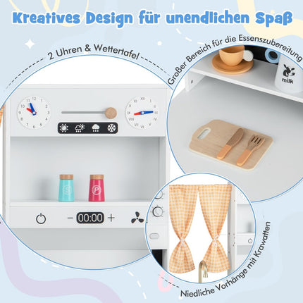 Wooden Play Kitchen Set with Microwave and Accessories