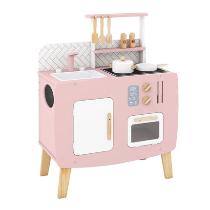 Wooden Play Kitchen Set with Stove, Sink & Accessories