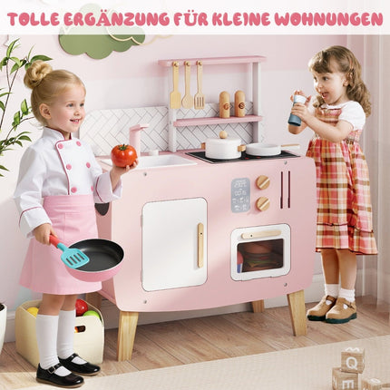 Wooden Play Kitchen Set with Stove, Sink & Accessories