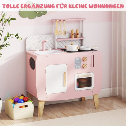 Wooden Play Kitchen Set with Stove, Sink & Accessories