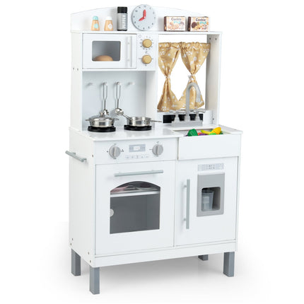 Wooden Play Kitchen with Adjustable Heights & Accessories