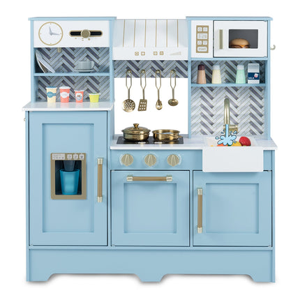 Wooden Play Kitchen with Coffee Machine & Ice Dispenser