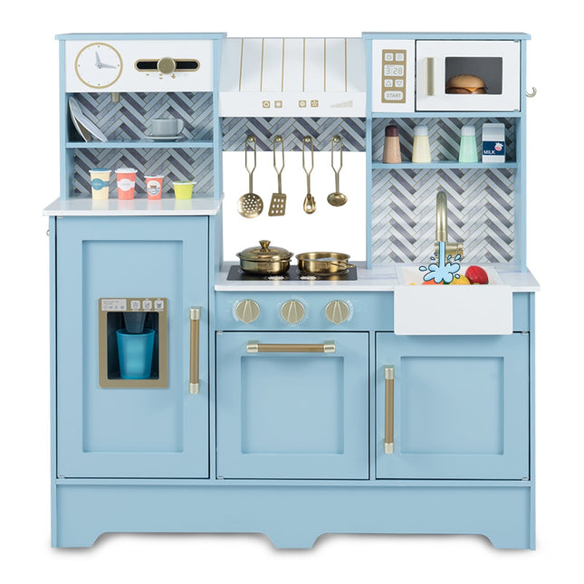 Wooden Play Kitchen with Coffee Machine & Ice Dispenser