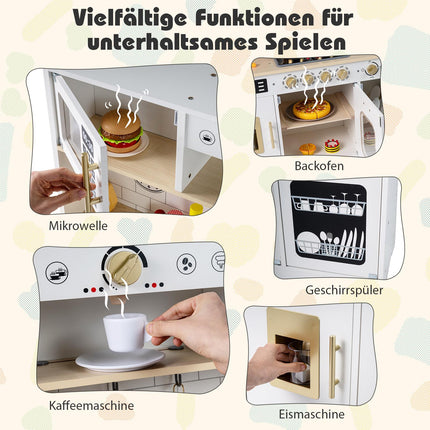 Wooden Play Kitchen with Light & Sound, Includes 14 Accessories