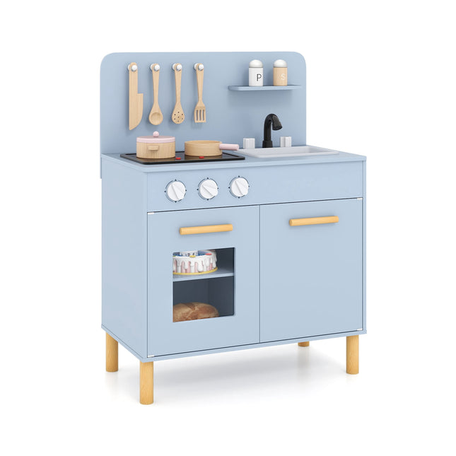 Wooden Play Kitchen with Lights, Sounds, Oven & Sink
