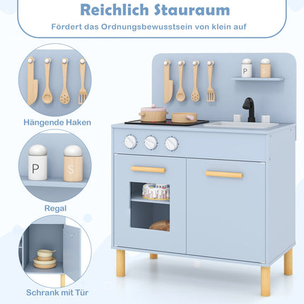 Wooden Play Kitchen with Lights, Sounds, Oven & Sink