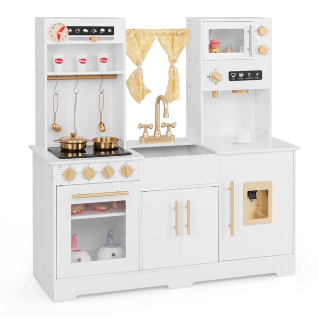 Wooden Play Kitchen with Sink & Accessories for Kids