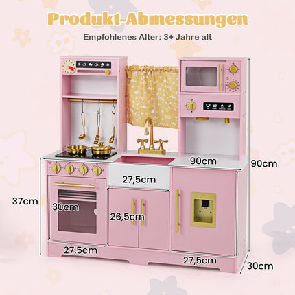 Wooden Play Kitchen with Sink & Accessories for Kids