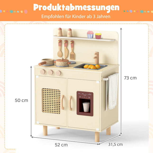 Wooden Play Kitchen with Storage & Accessories