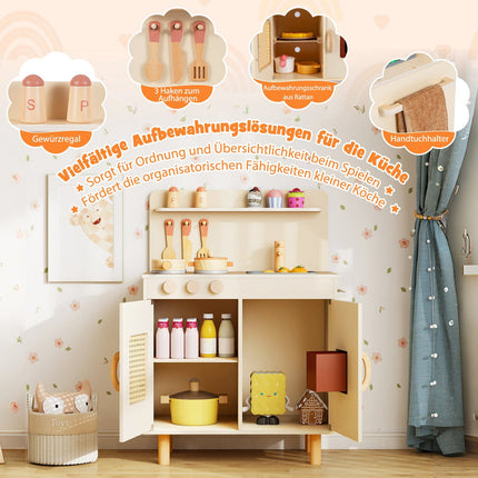 Wooden Play Kitchen with Storage & Accessories