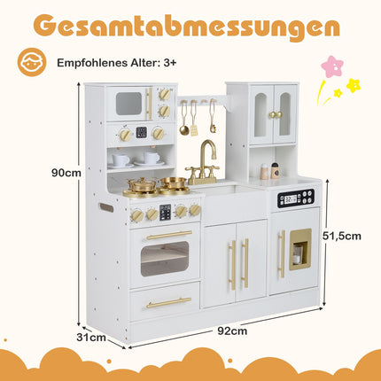 Wooden Play Kitchen with Stove, Sink, Light & Sound