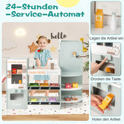 Wooden Play Store Set with Vending Machine & Cash Register