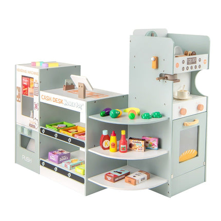 Wooden Play Store Set with Vending Machine & Cash Register
