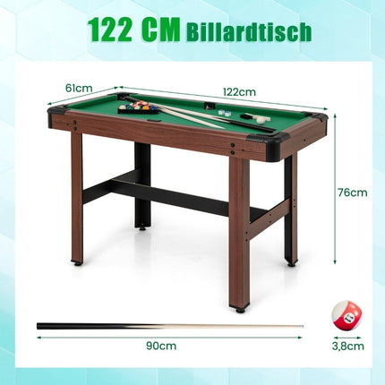 Wooden Pool Table with Accessories, 122 cm – Green Felt