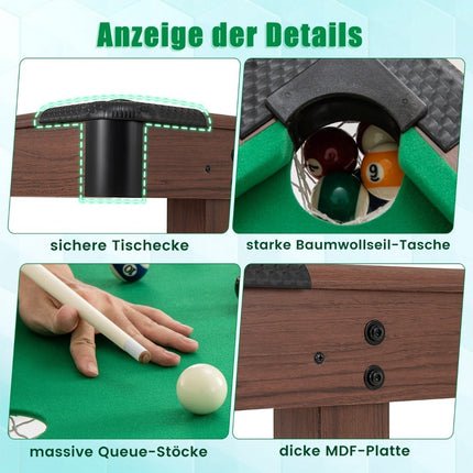 Wooden Pool Table with Accessories, 122 cm – Green Felt