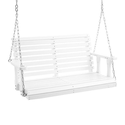 Wooden Porch Swing 4 Ft, White, 880 Lb, With Chains