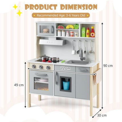 Wooden Pretend Play Kitchen Set With Sink, White
