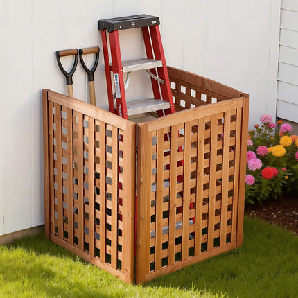 Wooden Privacy Fence for AC Unit, 3-Panel, 810x960mm