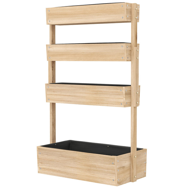 Raised wooden garden bed with drainage, 4 levels, 88x45x140 cm