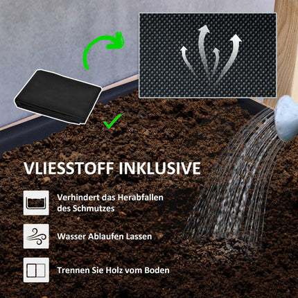 Houten verhoogd bed, plantenbed op 4 niveaus met drainagegaten, koud frame, tuinbed, plantenbak, 88,5 x 45 x 140 cm, moestuin voor tuin, balkon, plantenpot voor bloemen, planten, fruit, groenten