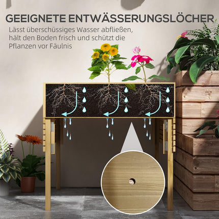 Raised wooden garden bed with 12 dividers and cold frame