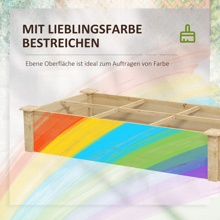 Large wooden raised garden bed, 2 compartments, 237x60x25cm