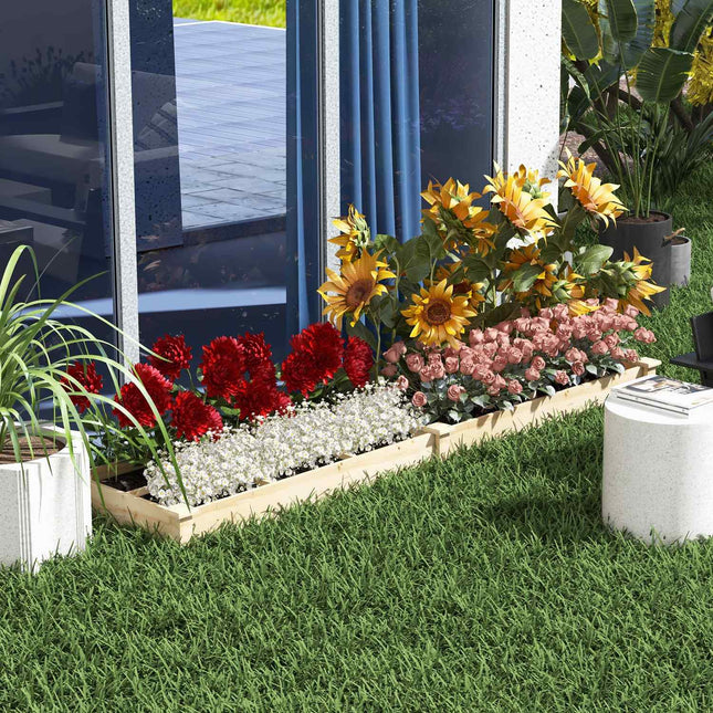 Large wooden raised garden bed, 2 compartments, 237x60x25cm