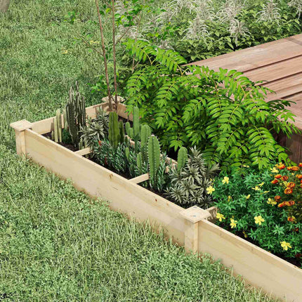 Large wooden raised garden bed, 2 compartments, 237x60x25cm