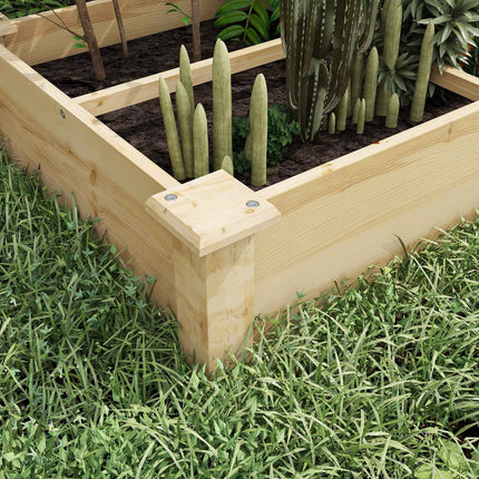 Large wooden raised garden bed, 2 compartments, 237x60x25cm