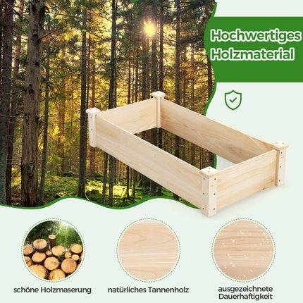 Wooden Raised Garden Bed, Open Bottom, 0.18 m³ Capacity