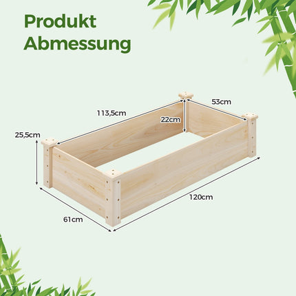 Wooden Raised Garden Bed, Open Bottom, 0.18 m³ Capacity