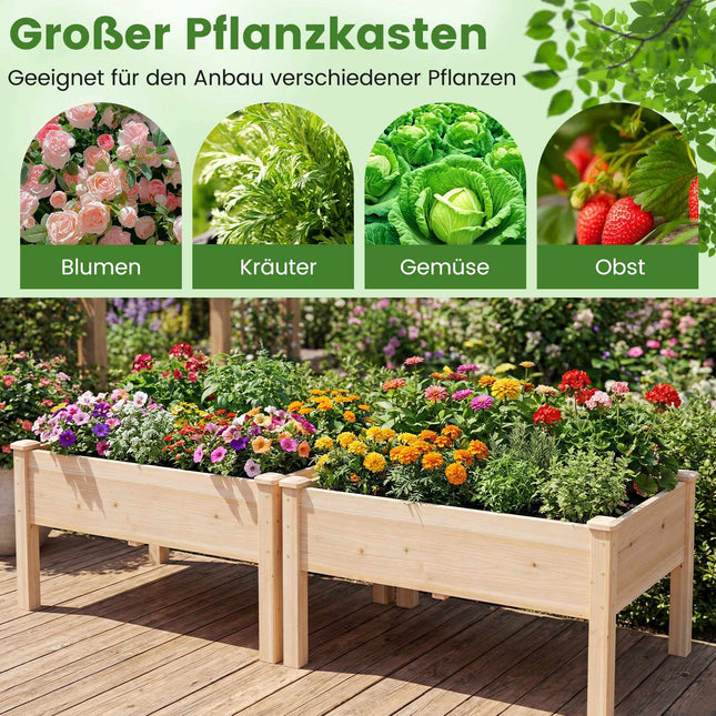 Wooden Raised Garden Bed with Drainage Holes, 122x62 cm