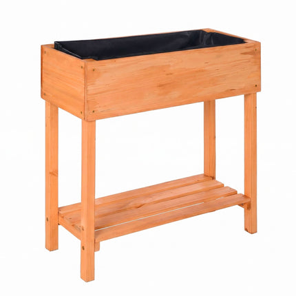 Wooden Raised Garden Bed with Shelf, 80x80x30 cm