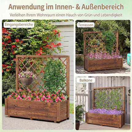 Wooden Raised Garden Bed with Trellis, 39"x14"x40"