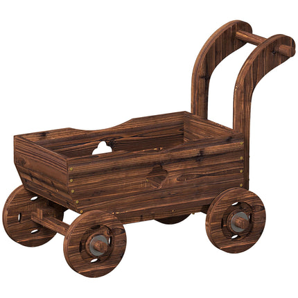 Wooden Raised Planter Cart with Wheels – 68 x 38 x 52 cm