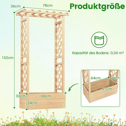 Wooden Raised Planter with Trellis and Drainage Holes