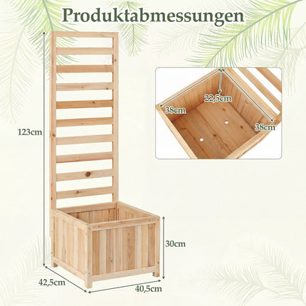 Wooden Raised Planter with Trellis and Drainage Holes