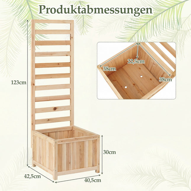 Wooden Raised Planter with Trellis and Drainage Holes